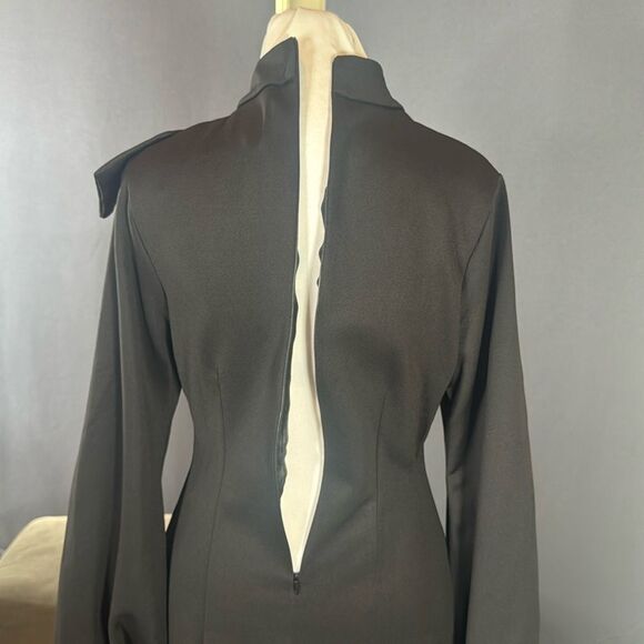 Women’s Black Long Sleeve Midi Pencil Dress with Bow Detail Size XL NEW - Picture 6 of 14
